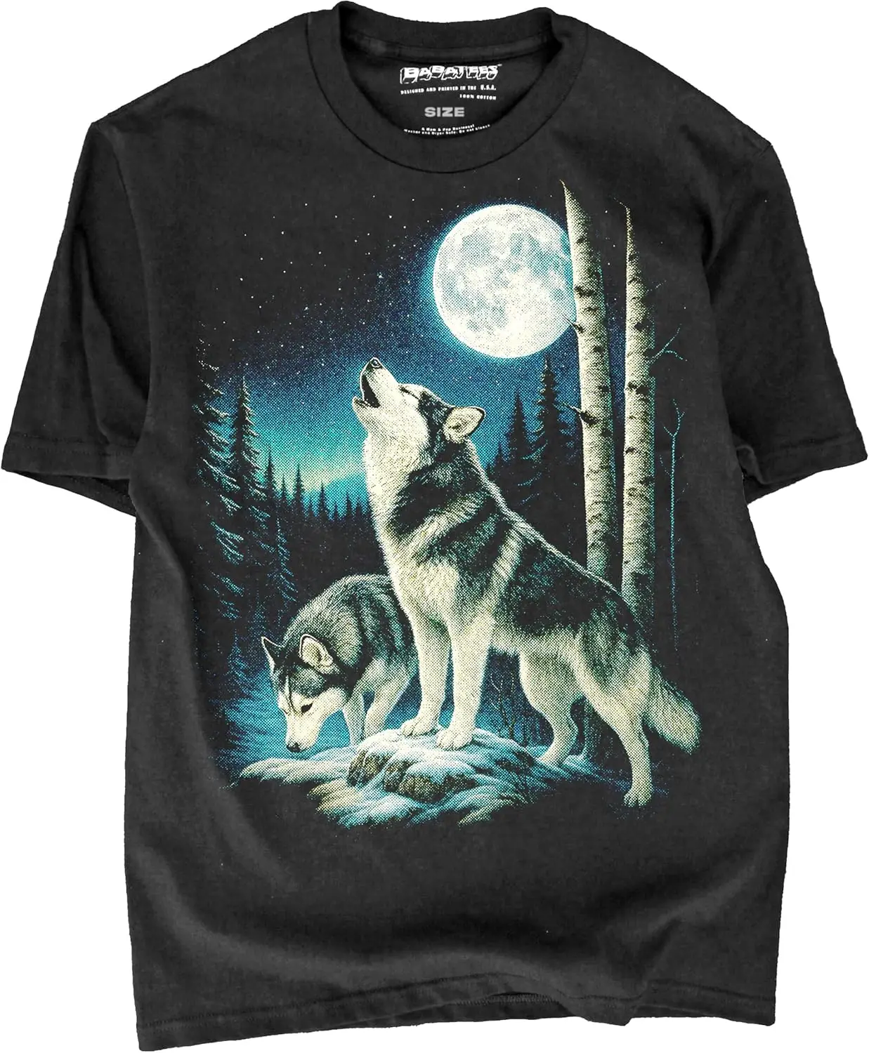 Siberian Husky Mom & Dog Dad Black Tshirt - Howling At The Moon Painting For Huskies Pet Owner 100% Cotton Trendy Y2K
