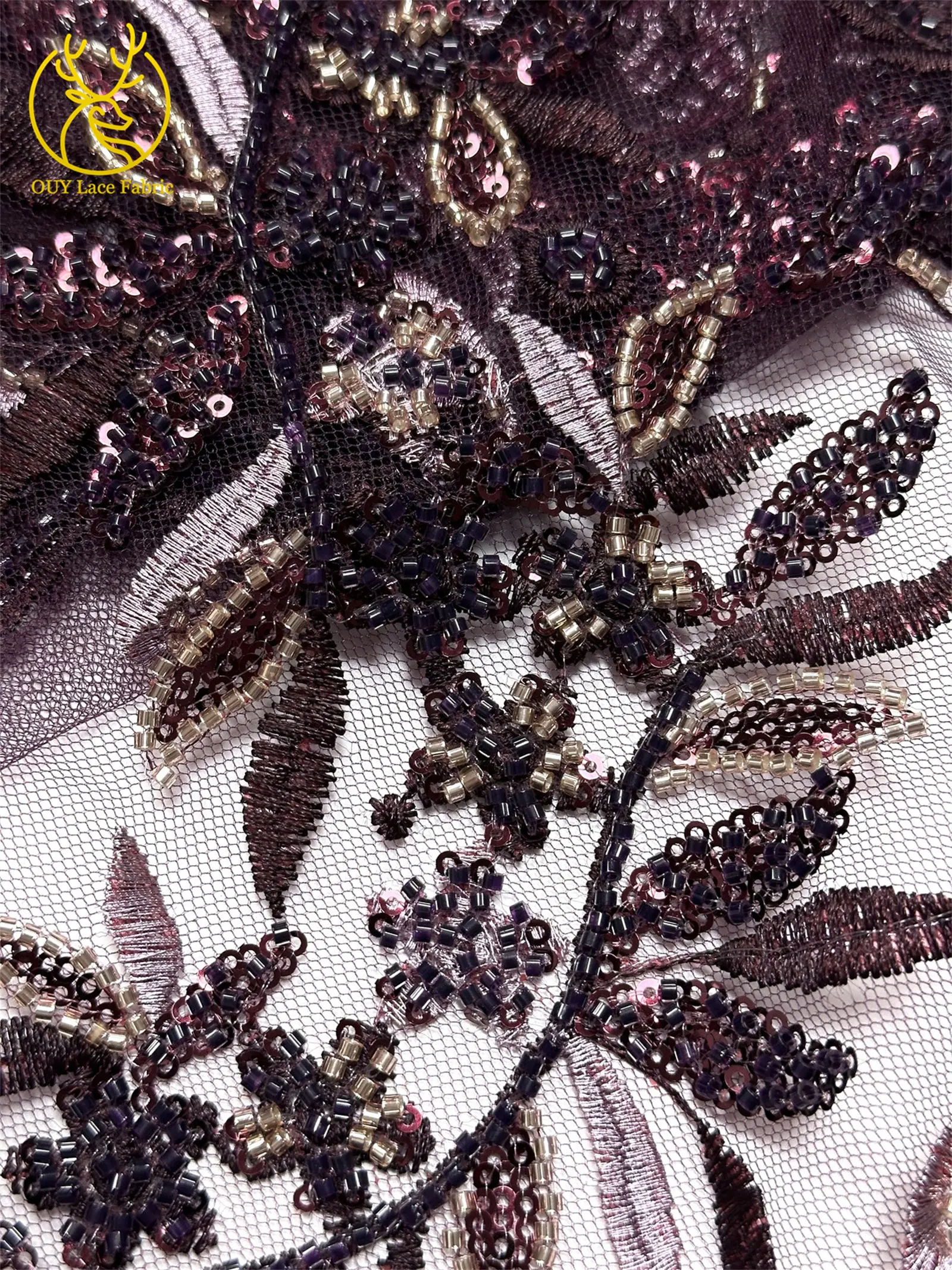 Eleganter afrikanischer Perlen-Stickerei-Spitzenstoff, 5 Yards, nigerianische französische Pailletten-Tüllspitze für Damen, Partykleid, DIY-Nähen – Detail 18