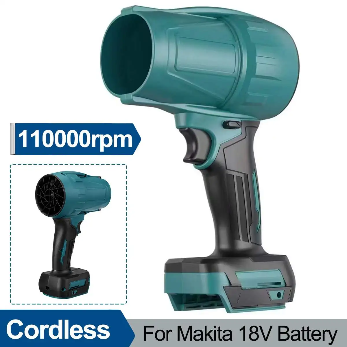 Cordless Electric Blower Storm Turbine FanHigh Wind Pressure Variable Speed Air Blower Car Cleaning for Makita 18V Battery