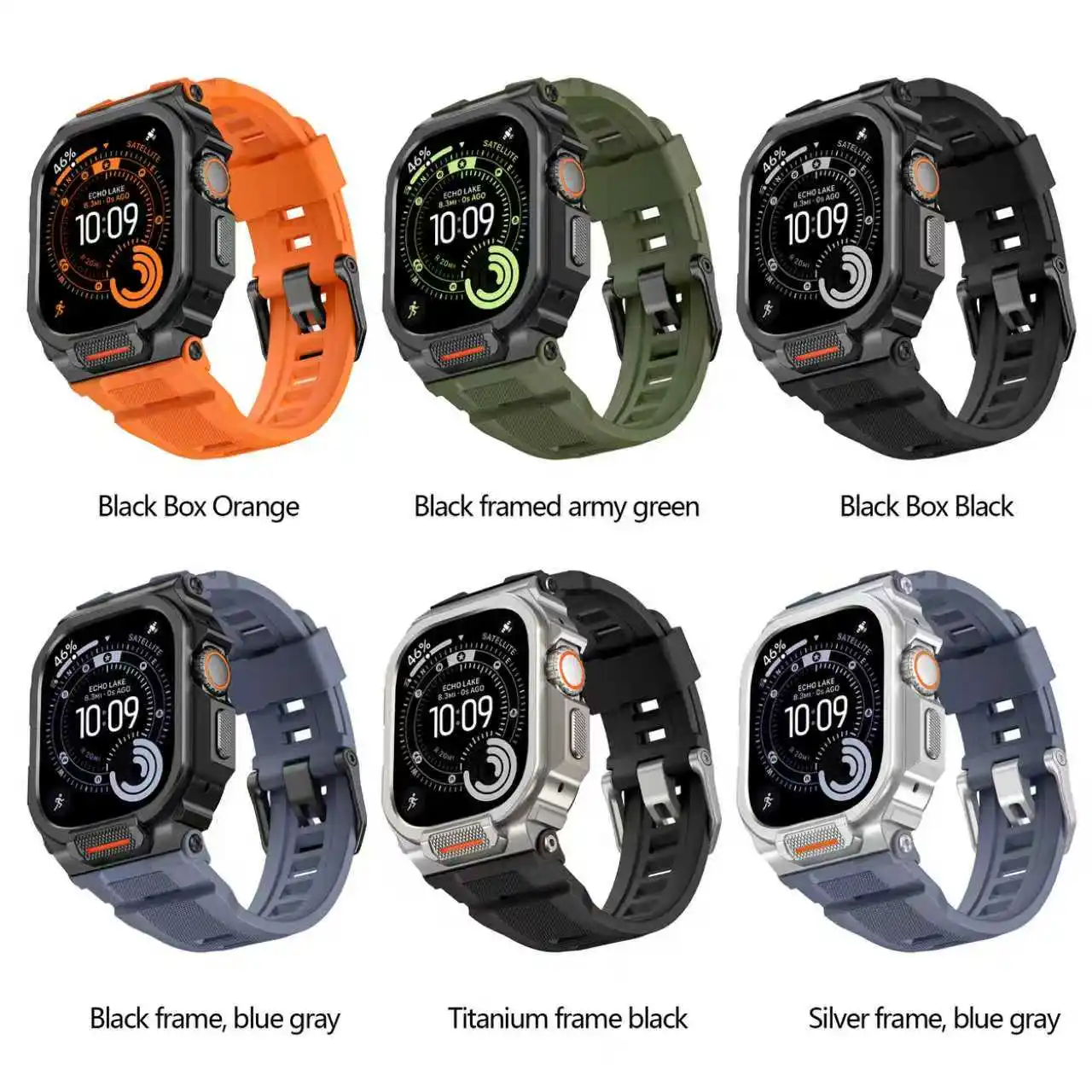 Compatible with Apple Watch 49mm strap, durable sports matte silicone metal cushioning protective case for iWatch Ultra