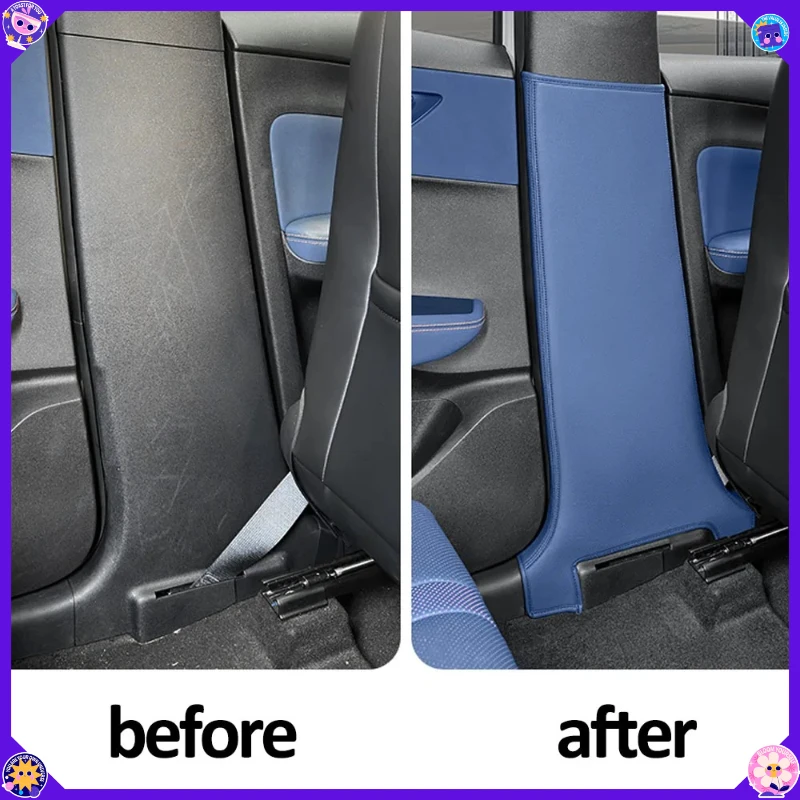 Thickened Leather B Pillar Protective Pad For BYD Seagull Car Center Pillar Anti Scratch Sticker Interior Accessories