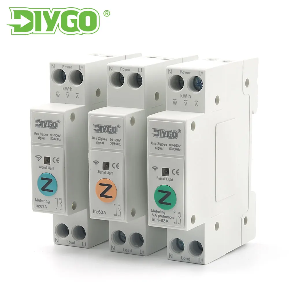 DIY GO Zigbee WIFI Smart Switch 63A 1P+N TUYA smartlife Energy Meter Kwh Metering Monitoring Circuit Breaker Timer Relay MCB