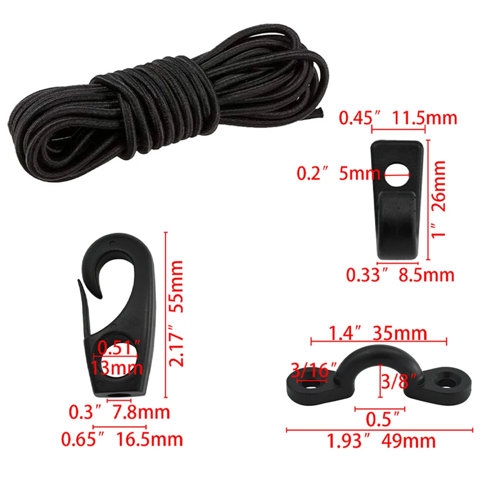 

1Set Kayak Bungee Cord Kit Elastic Rigging Organizer Practical Deck Storage Accessories for Kayaks Canoes Boats Fishing