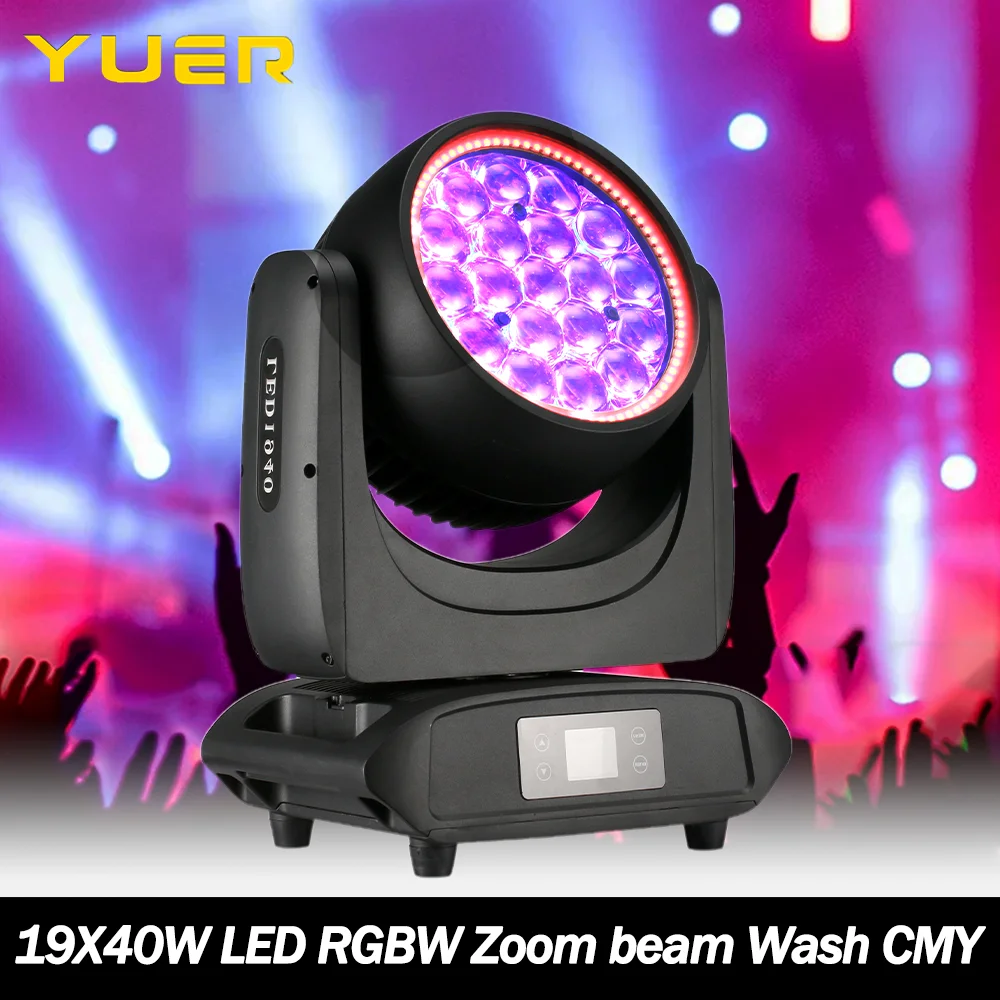 

MINI 19X40W LED RGBW Zoom Водонепроницаемый луч Подвижный головной светильник для наружного использования с кольцевым эффектом стробоскопа для DJ Disco Party Club Bar