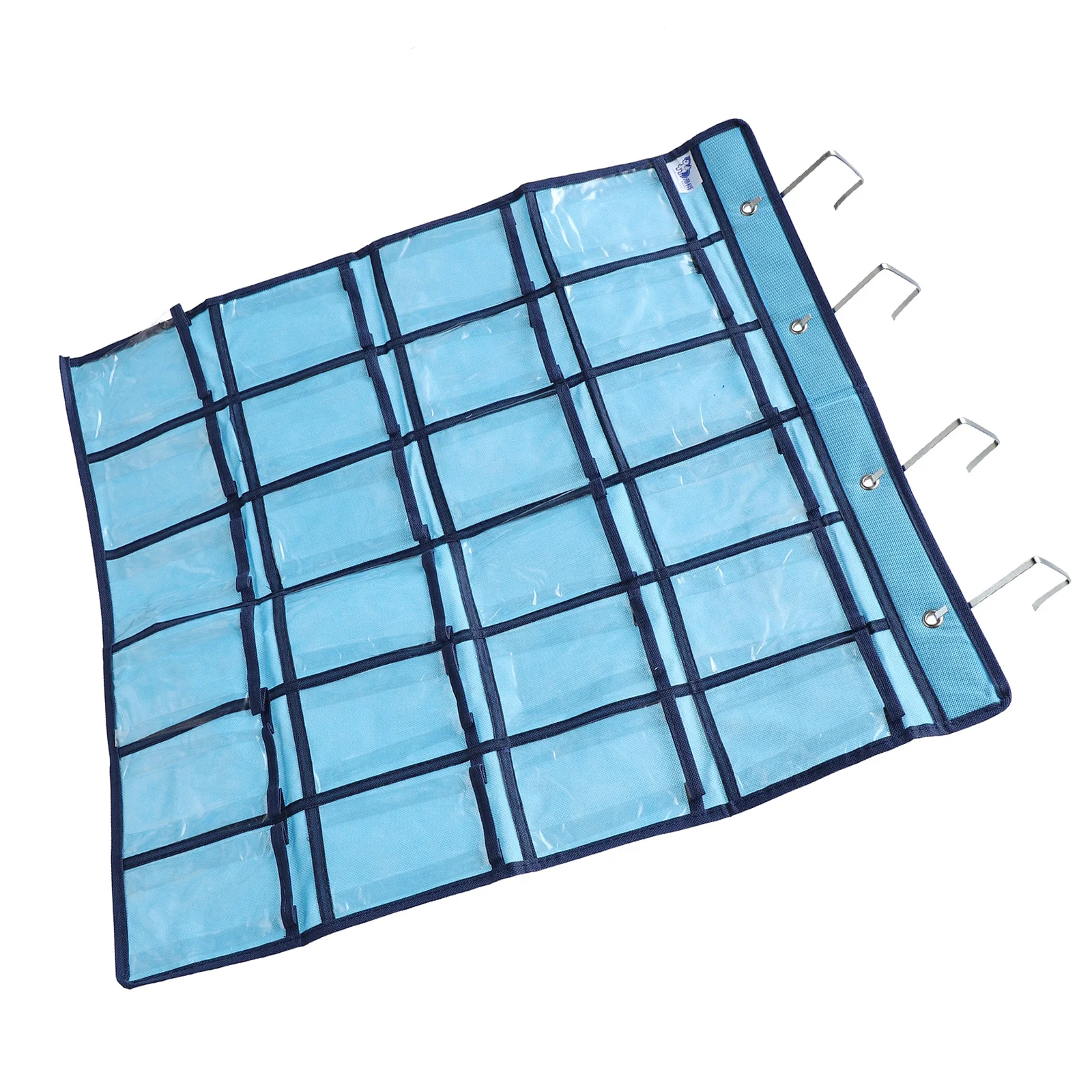 حقيبة تخزين معلقة مكونة من 24 جيبًا للهواتف المحمولة وحامل آلة حاسبة وجيوب شفافة ومنظم متعدد الأغراض للمكتب المنزلي