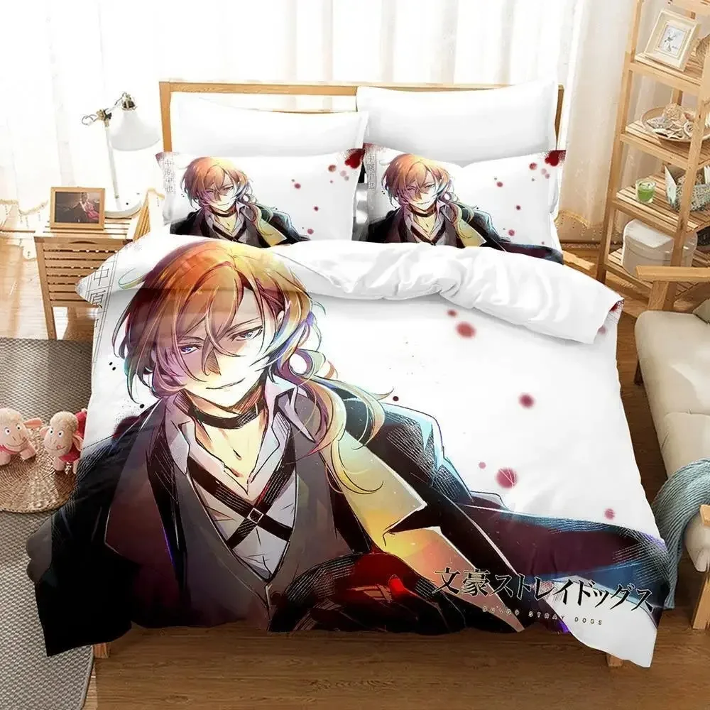 Fashion Bungou Stray Dogs S4 Bedding Set Cartoon Anime three-piece set Adult Kid Bedroom Duvet cover Sets 3D print Kawaii Anime