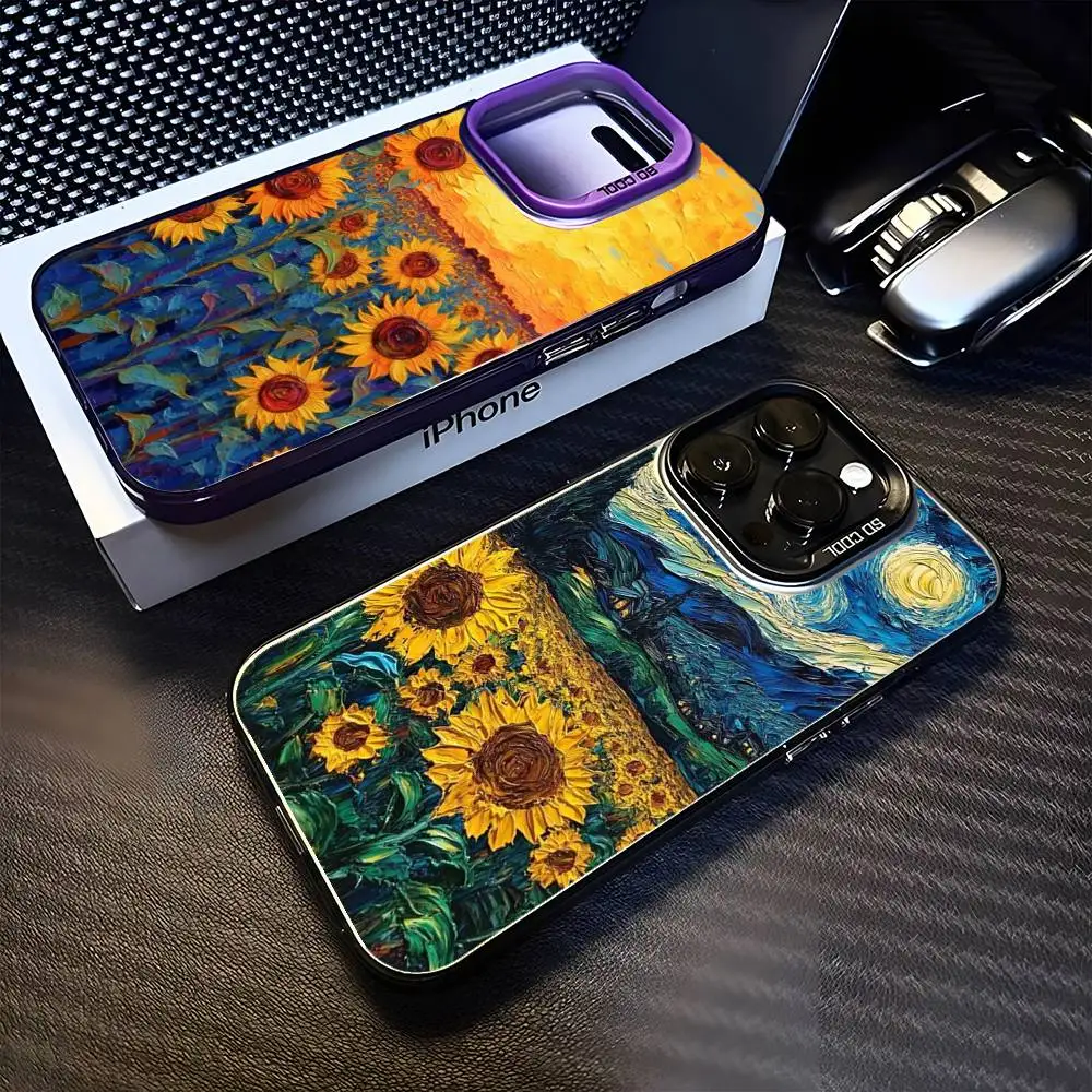 

Sunflower oil painting Phone Case For iPhone17,16,15,14,13,12,11 Plus,Pro Max Purple Matte Shockproof Cover