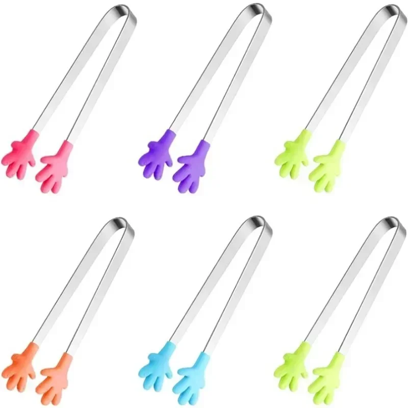 Mini Pinça de Silicone em Formato de Mão, Pinça Infantil de 5 Polegadas para Cubos de Açúcar, Pinça de Cozinha Perfeita para Crianças