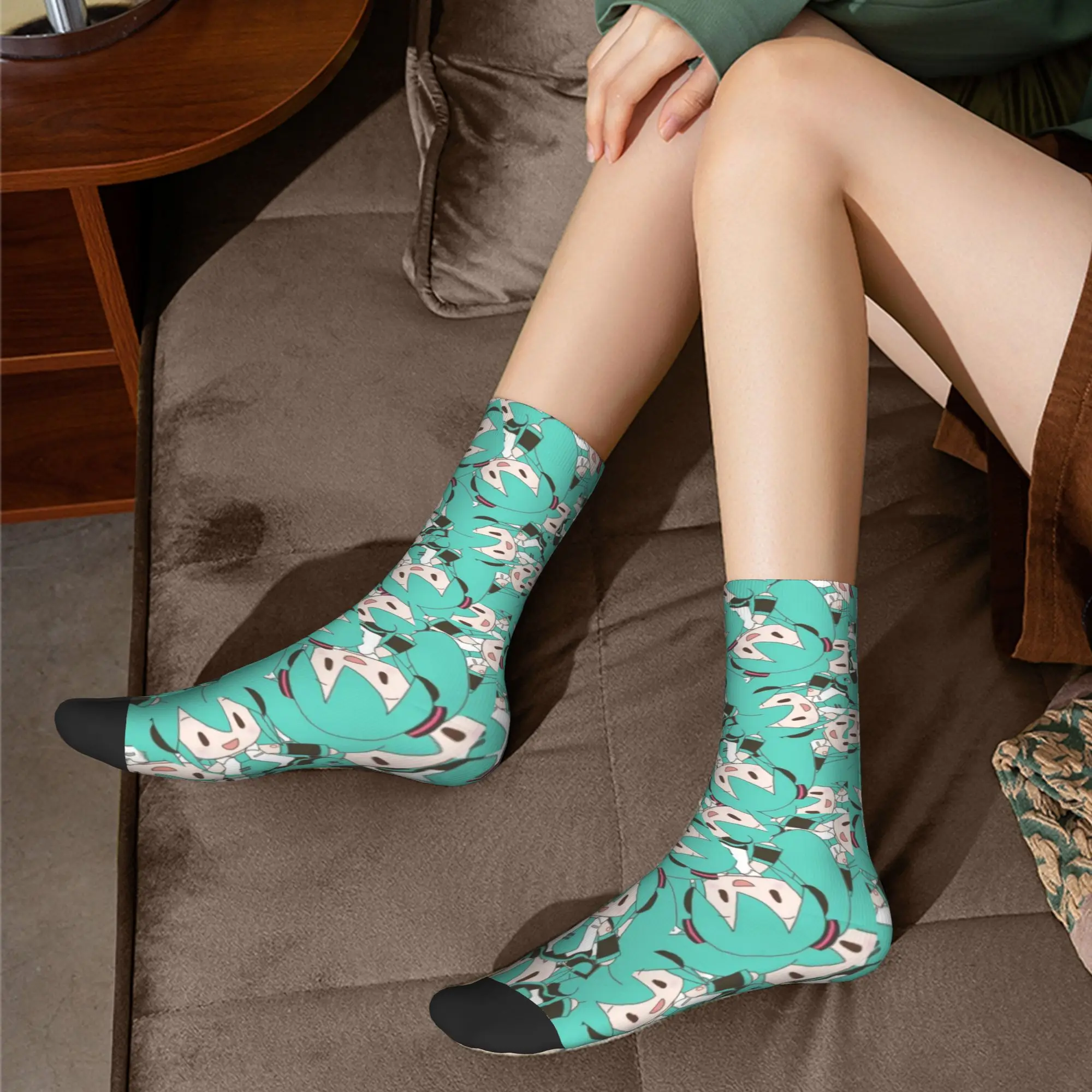 Custom Funny Printing Hatsuned Mikues Cartoon Socks for Women Men Stretch Summer Autumn Winter Voice Anime Crew Socks - view 6