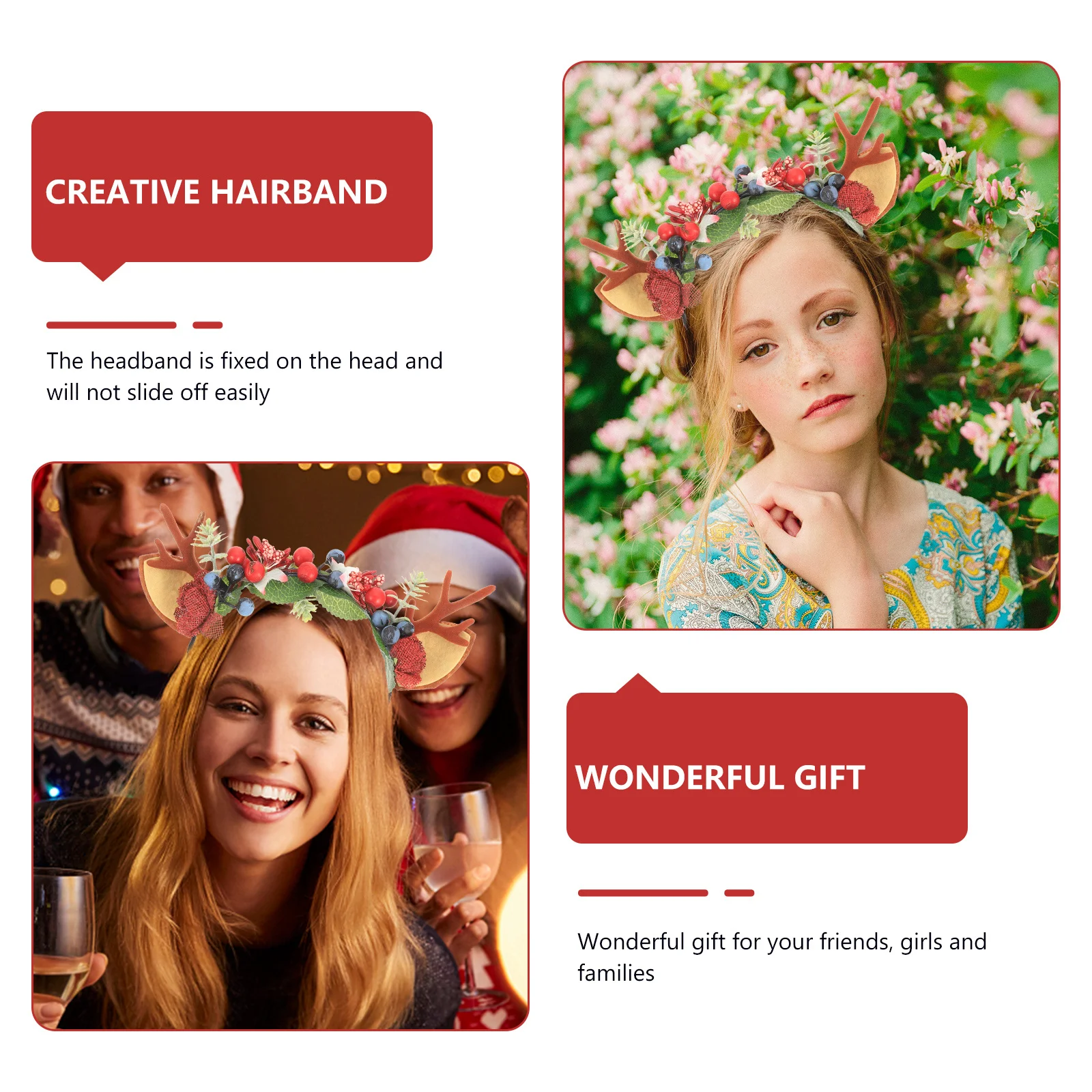 

Antler Headband Christmas Themed Headbands Xmas Style Hair Hoops Adorable Party Supplies Antler Headband Xmas Party Head Hoops