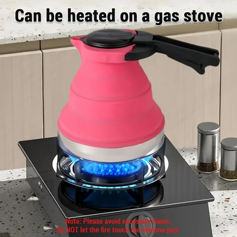 1500ML Collapsible Silicone Kettle Leak-Proof Travel Camping Kettle Lightweight Outdoor Water Boiler For Hiking Backpacking