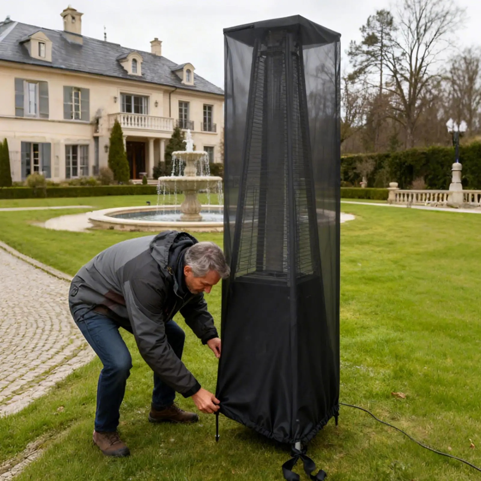 Outdoor Heater Cover Dustproof Waterproof Shield Frost Proof Snow-proof Patio Heater Covers For Outdoor Garden Yard Pathway
