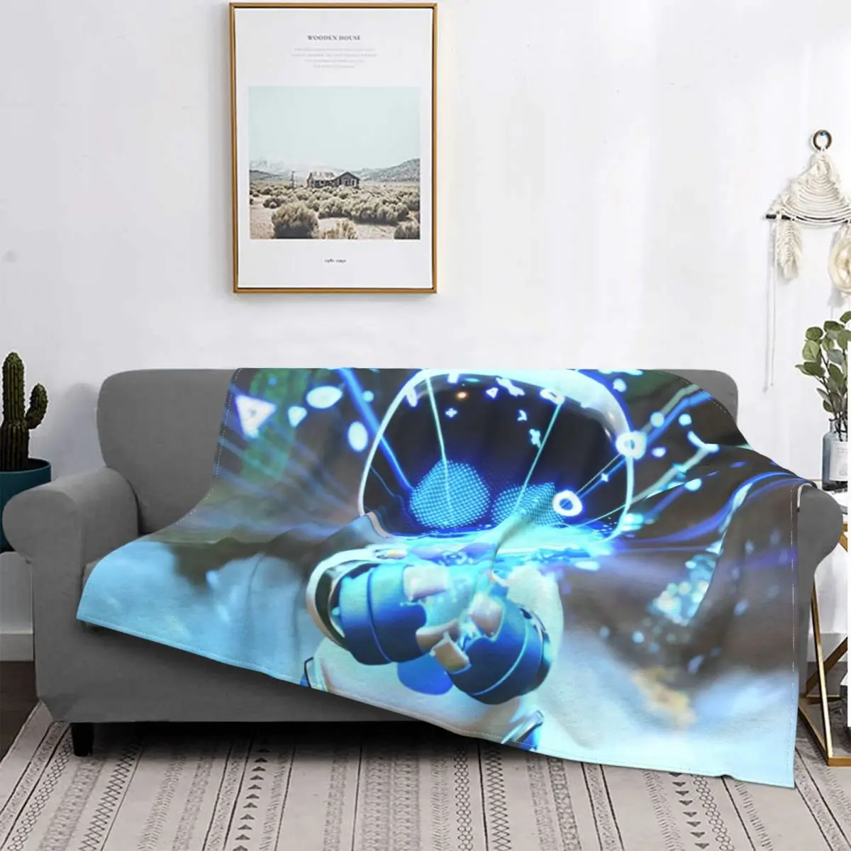 Astro Bot Blanket Adorable Robots Flannel Awesome Warm Throw Blanket for Coverlet Textile Decor