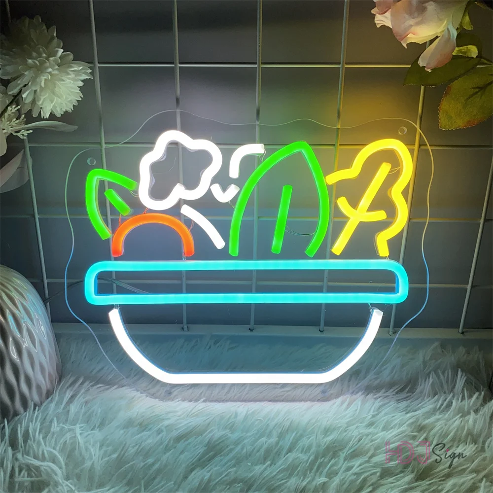 

Vegetable Basket Neon Led Sign Home Room Wall Decor LED Neon Lights USB Bedroom Vegetable Shop Restaurant Decoration Neon Signs