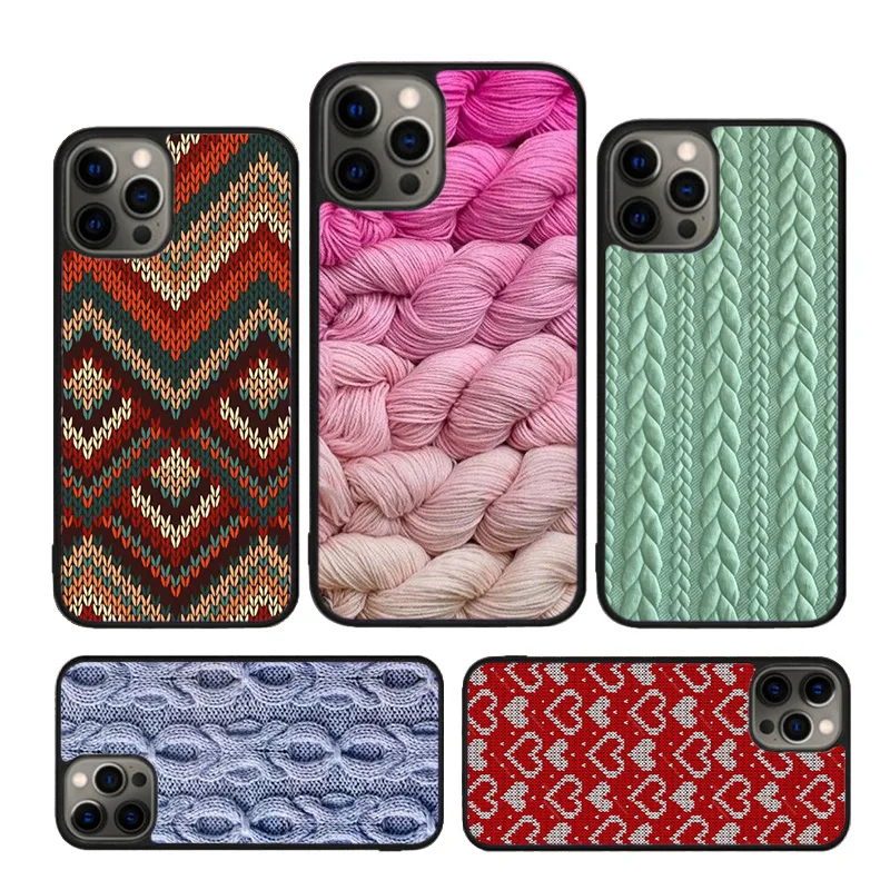 Sewing Knitting Crochet Phone Case For iPhone 16 15 14 X XR XS 11 12 mini 13 Pro MAX Plus cover shell coque