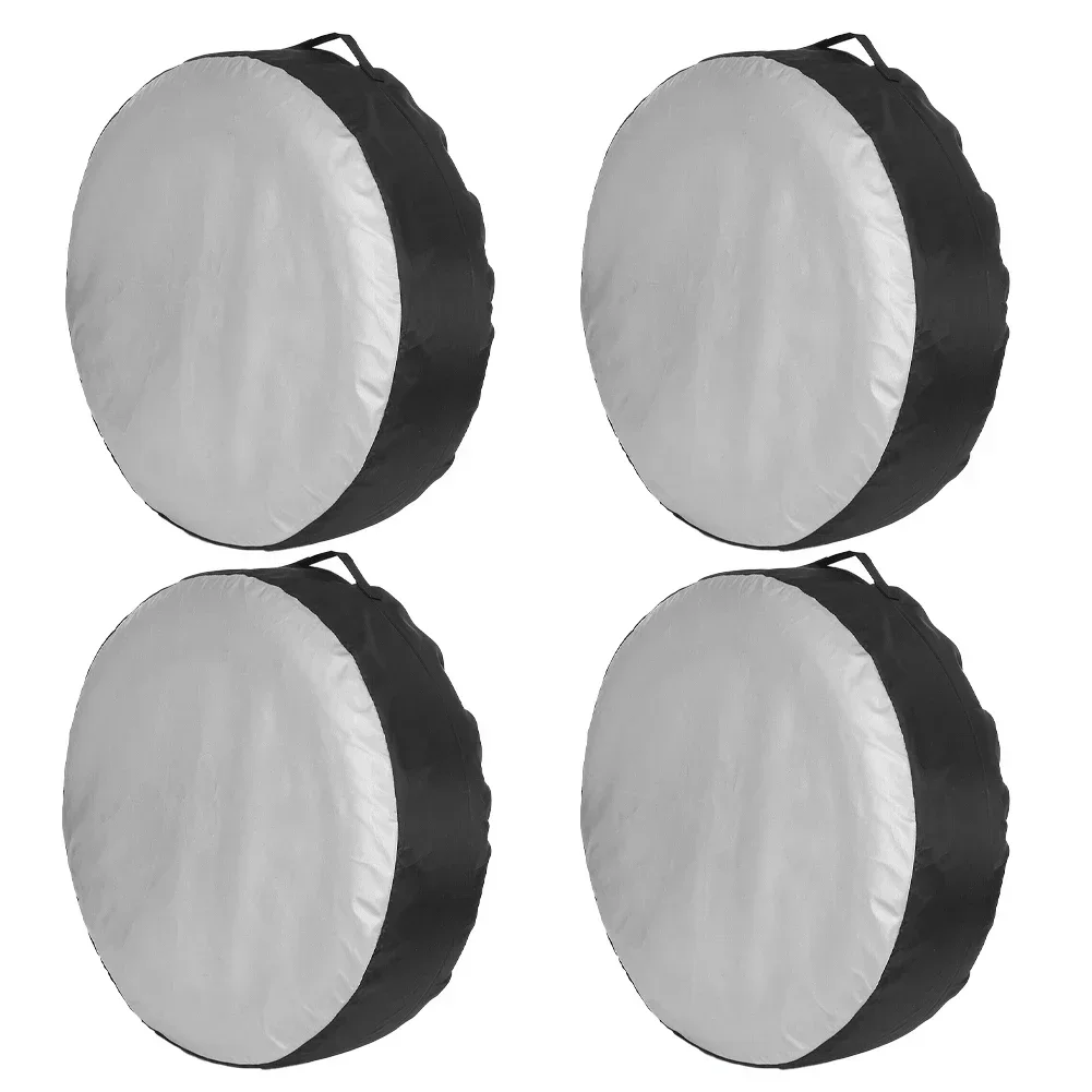 4 Pcs Car Spare Tire Cover Sunscreen Tire Bag Dustproof Protective Film Cloth Waterproof Spare Tire Wheel Bag Tyre Spare Storage