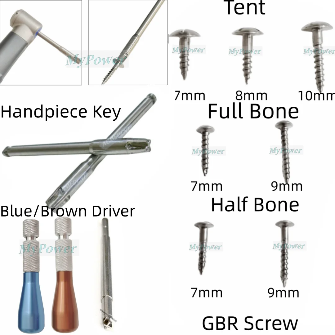 

Dental Bone Fixation Screw GBR Tent Screws Full/Half Thread TC4 Self Drilling Tenting Screw Driver Tools