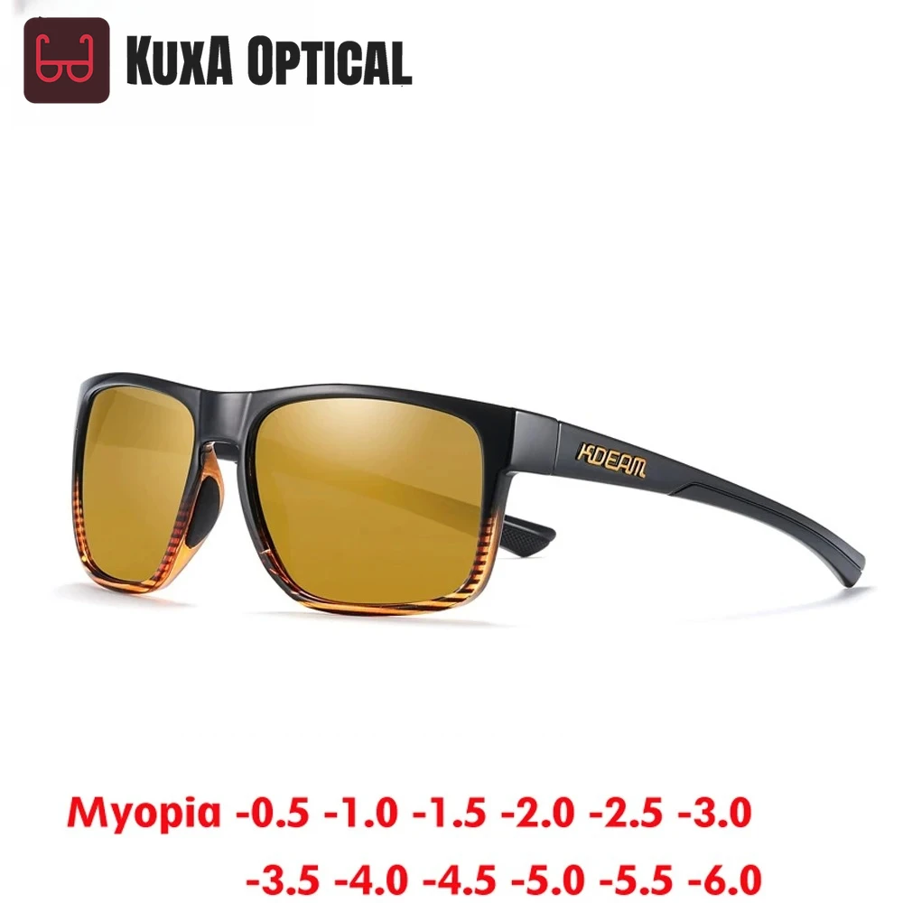 

KDEAM квадратные модные солнцезащитные очки для близорукости спортивные мужские и женские поляризационные уличные очки по рецепту UV400 велосипедные очки от -50 до -6.