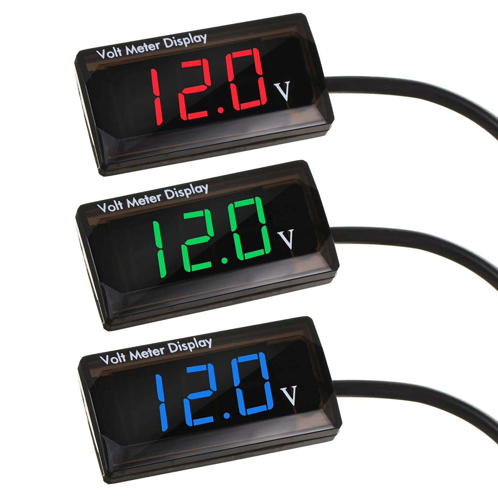 DC 4-28V Car Digital Voltmeter 12V Voltage Meter Car Audio Gauge LED Display 12V Meter Waterproof Voltage Gauge Meter for Car M