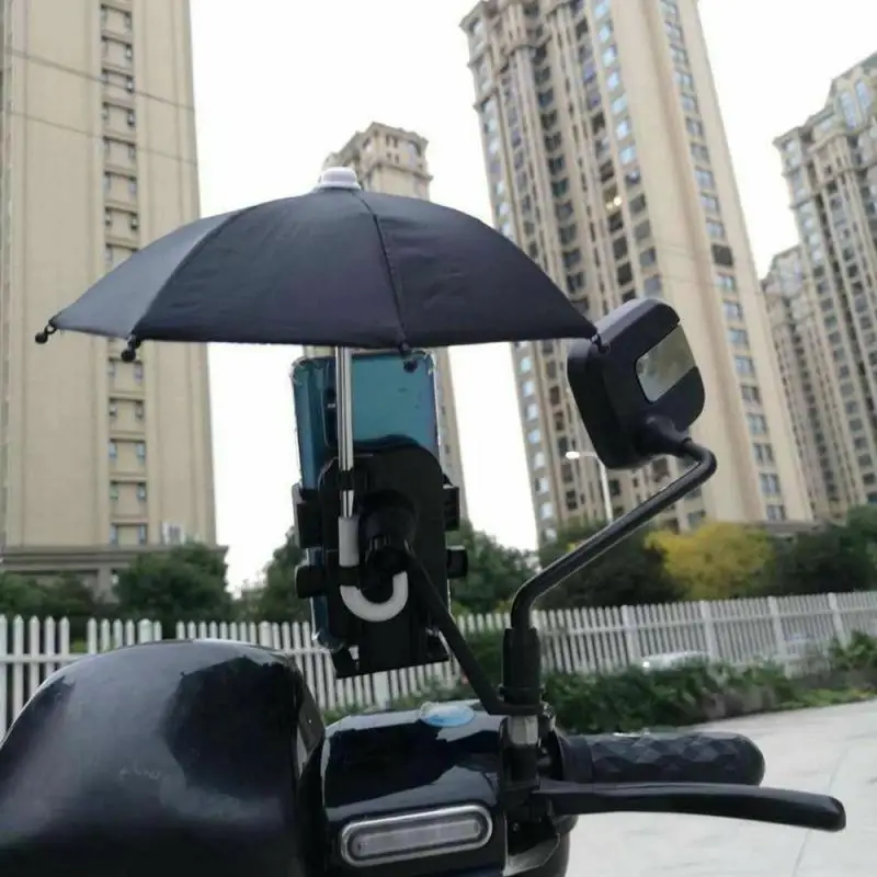 Mini Motorcycle Bicycle Mobile Phone Holder Sun Shade Color Parasol Riding Portable Waterproof Locomotive Bracket Umbrella