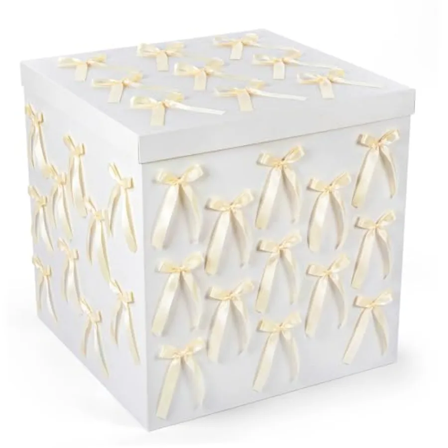 

Extra Large Gift Box with Lid for Gender Reveal, Birthday, Anniversary, WeddingJumbo 28x28x28 White Cardboard Box with Gold Bow