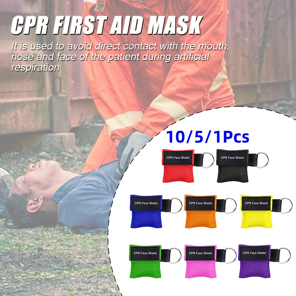 10/5/1Pcs Keychain First Aid Emergency Face Shield CPR Mask Professional Outdoor Health Care Tools Resuscitator Mask