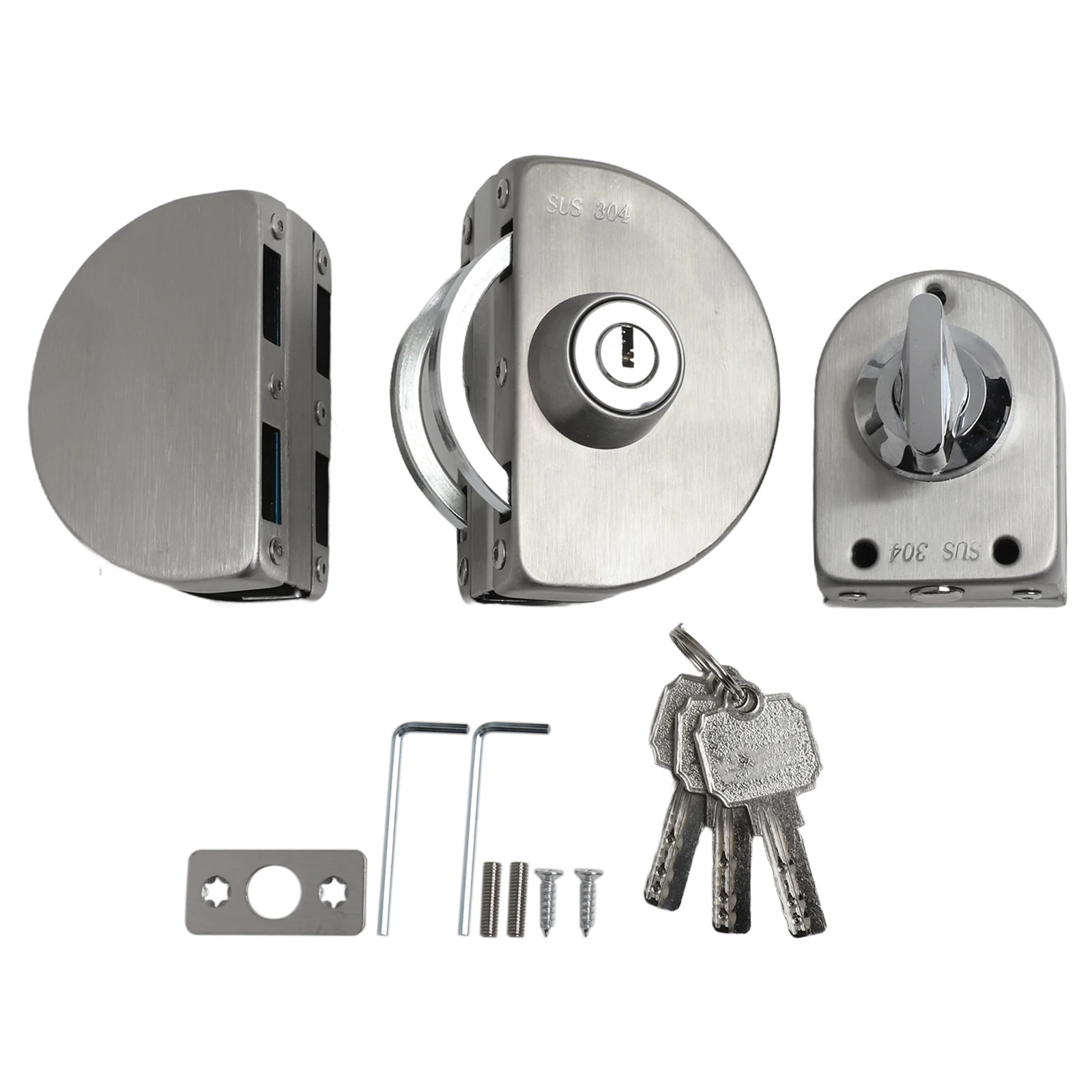 Stainless Steel Double Glass Door Locks Push-Pull Locks And Matching Floor Locks Bolt Rotary Sliding Door Lock Hardware