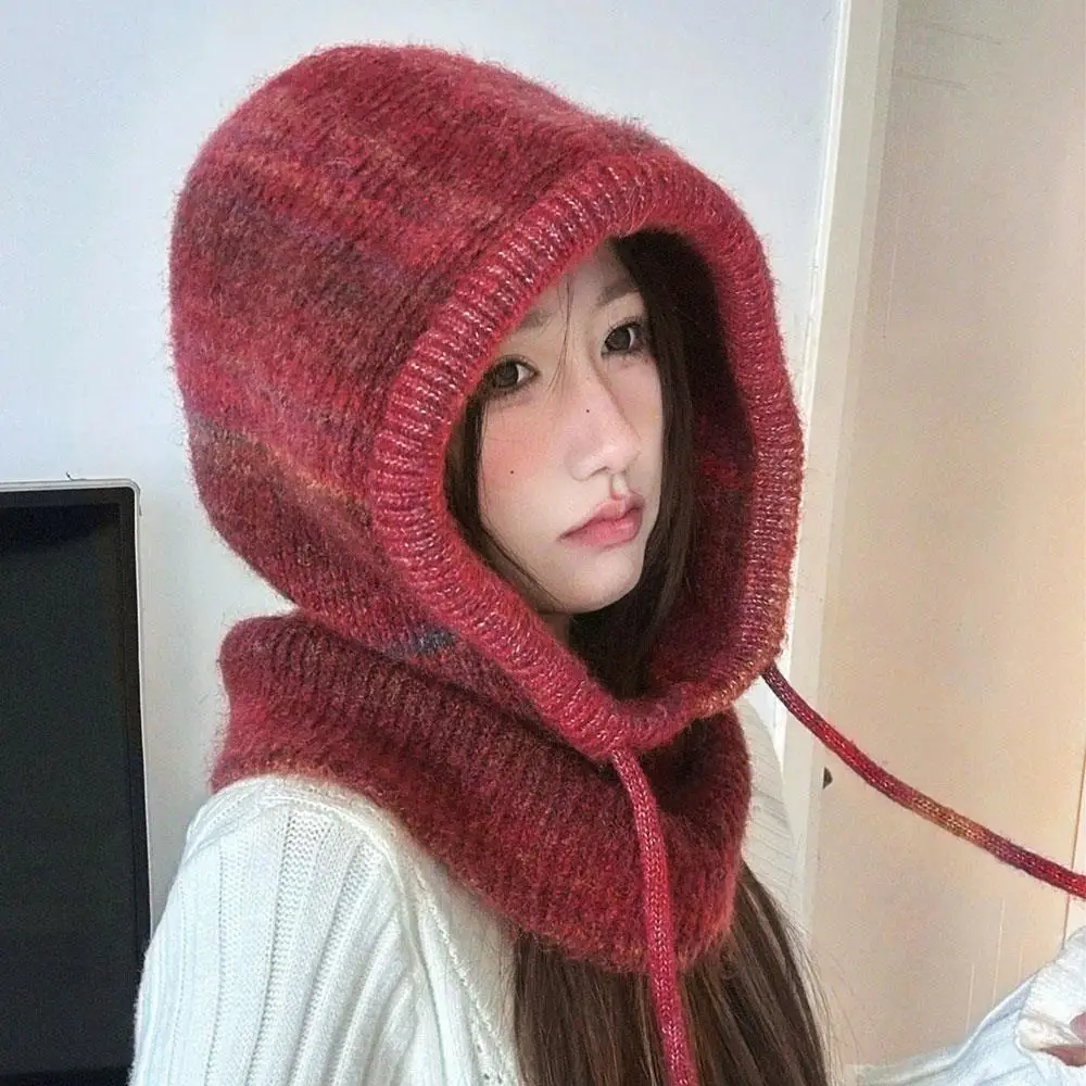 

Зимняя шапка-пуловер в консервативном стиле с принтом тай-дай, корейские шапки-балаклавы в полоску, теплые холодостойкие ветрозащитные вязаные шапки для женщин и мужчин