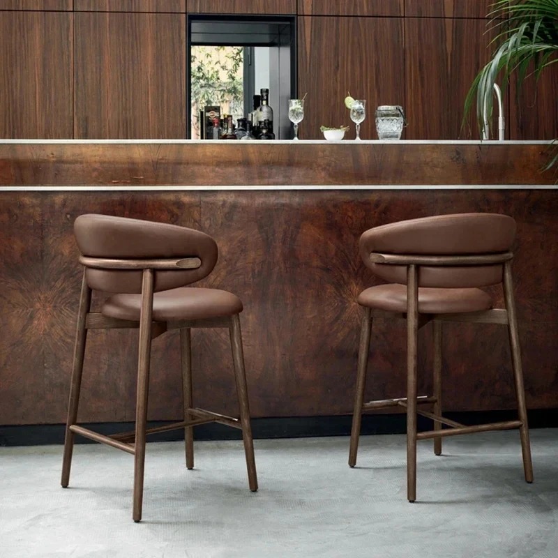 Chaises de Bar en Bois Massif de Style Nordique, Accessoire observateur et Moderne avec Piste en Tissu pour la Maison et la Cuisine