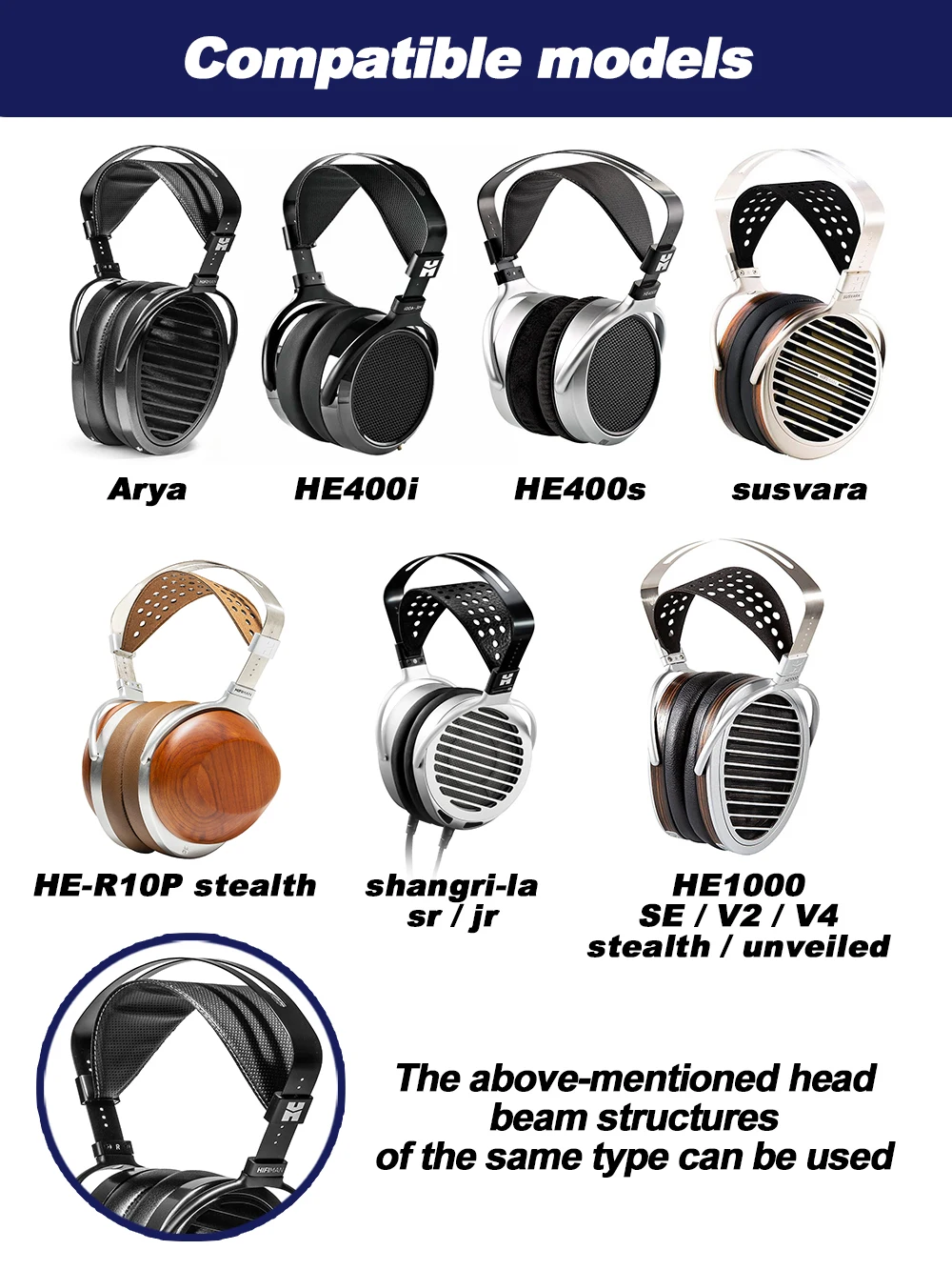 Head Pad For HIFIMAN Arya HE400i HE400s HE-R10P Stealth HE1000 Shangri-La Headsets Widened Headband Pressure-Relief Pad Earpads