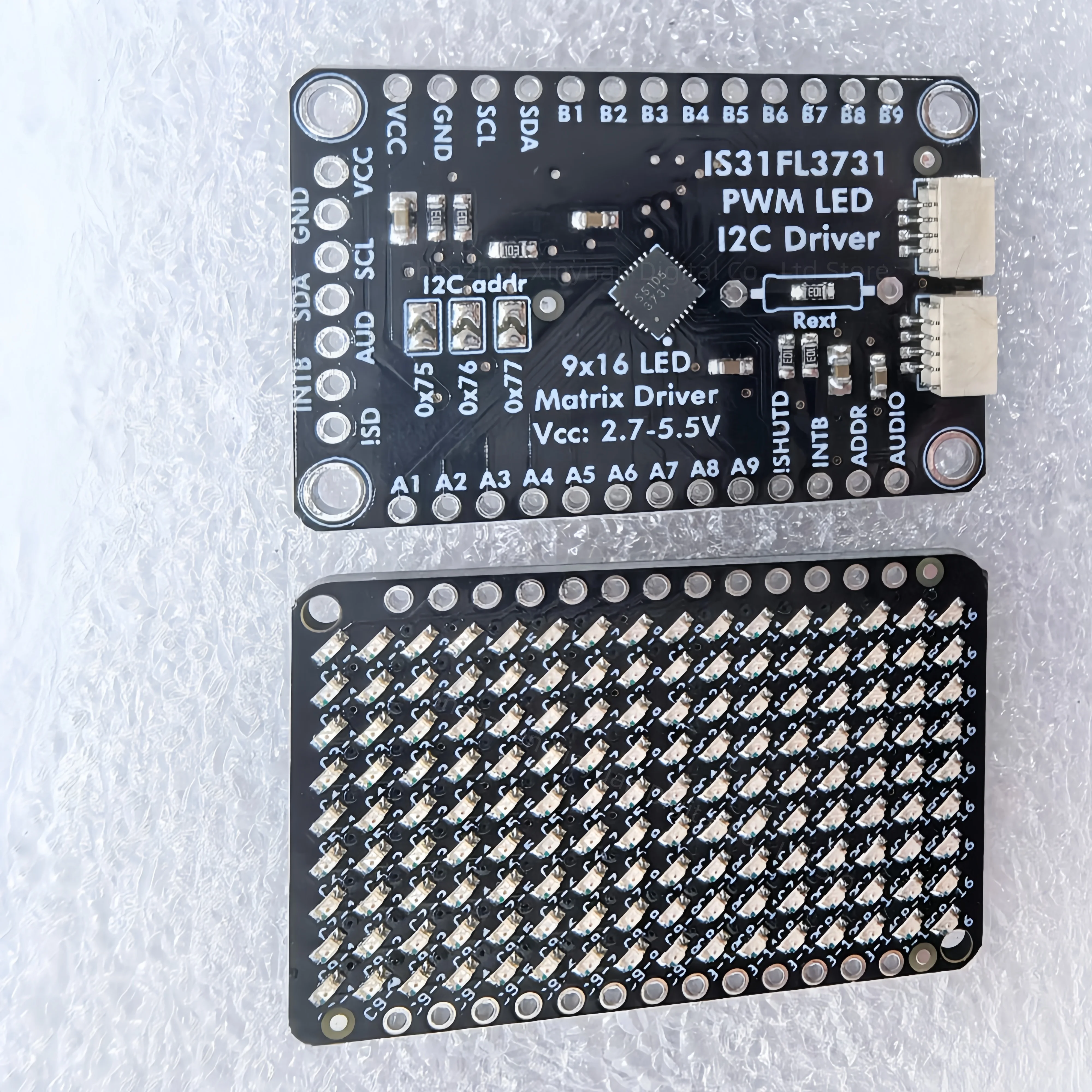 16x9 Red LED Matrix Display Module 2.7V-5.5V I2C LED Driver Board Compatible with Arduino & Python Electronic Development