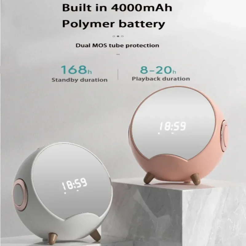 

Desktop Caixa De Som Wireless Charger Bluetooth Speaker Planet Inductive Music Box 4000mAh Portable Sound Box Phone Holder Clock