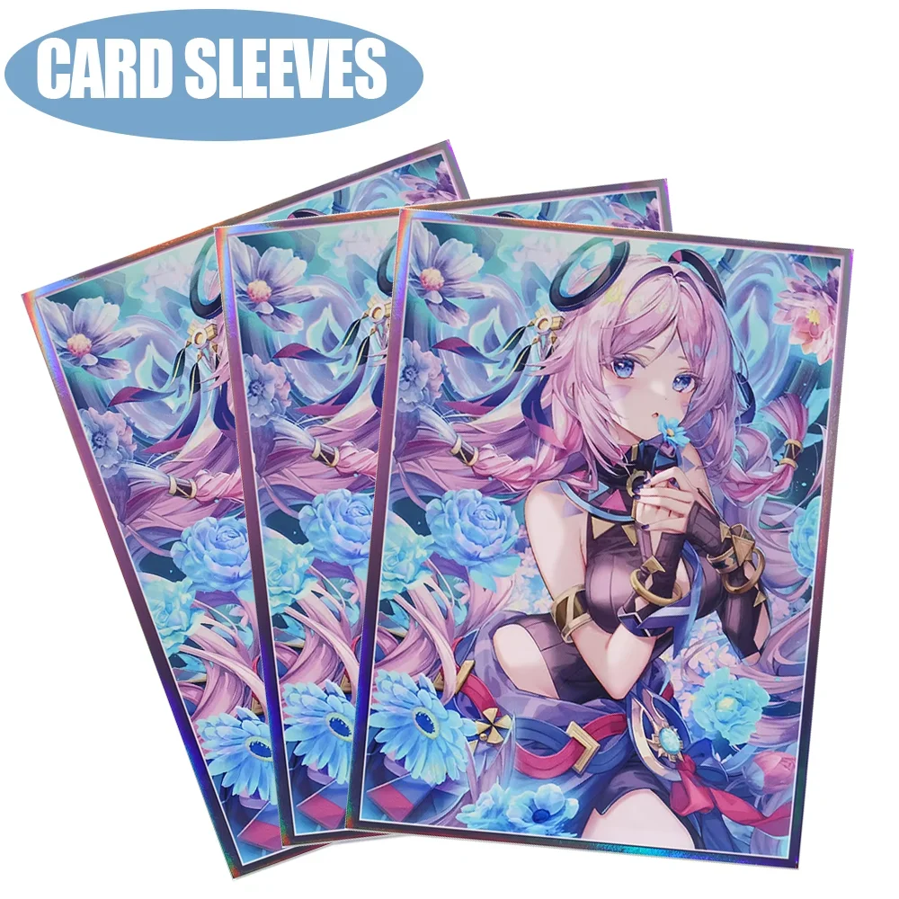 60PCS Holographic Anime Card Sleeves 67x92mm Standard Size Board Game Trading Card Protectors Compatible with MGT/PKM/PTCG Cards