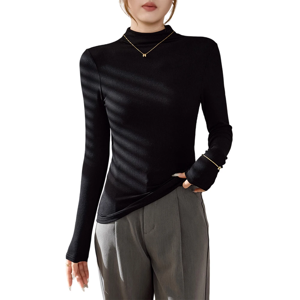 

Women Clothing for Winter and Autumn Long Sleeve Turtleneck Tops for Women Elastical Cotton Warmkeeping Women Undershirt