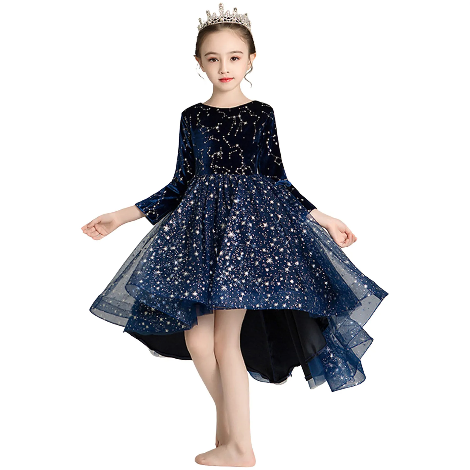 Baby Girls Party Christmas Gala Wedding Birthday Princess Dresses Kids Dress 5 8 To 10 11 Years Children's Blue Elegant Costumes