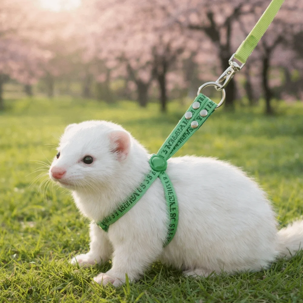 Casual Style Adjustable Rabbit Towing Rope Escape Proof Comfortable Guinea Pig Harness Soft Ferret Harness Leash Travel