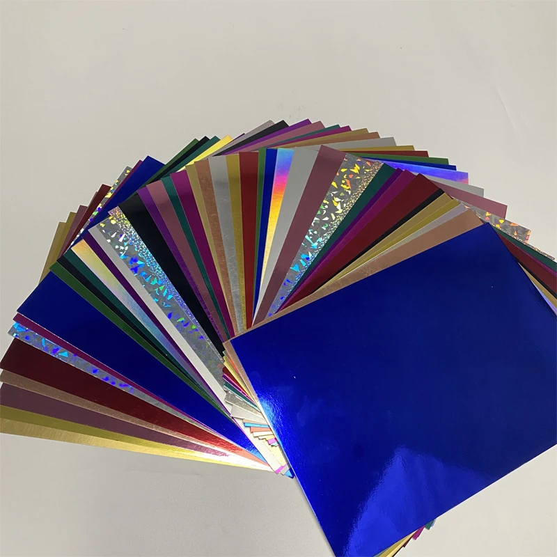 15 Sheets/Pack Multi-color Handcraft Paper 250GSM A4 FSC Mirror Plane Flash DIY Handmade Aluminium-foil Metallic Paper