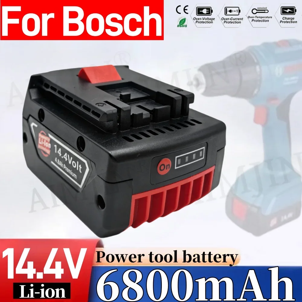 100% New 14.4V BAT614 6800mAh Replace Li-ion Battery Pack for Bosch Electric Drill Screwdriver BAT607,BAT614G 40M