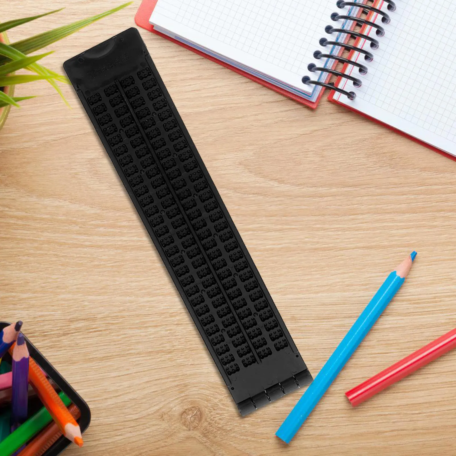 1Set Braille Fingerboard Kit 4-Line 28-Cell Writing Set Portable Braille Learning Tools Blind Training Accessories