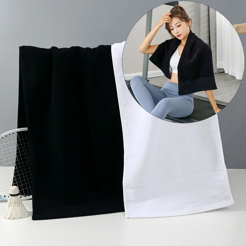 32x110CM Cotton Soft Fitness Towel for Sports Multifunctional Sweat Absorption Towel Gym Swimming Yoga Towel Sport Towels Black
