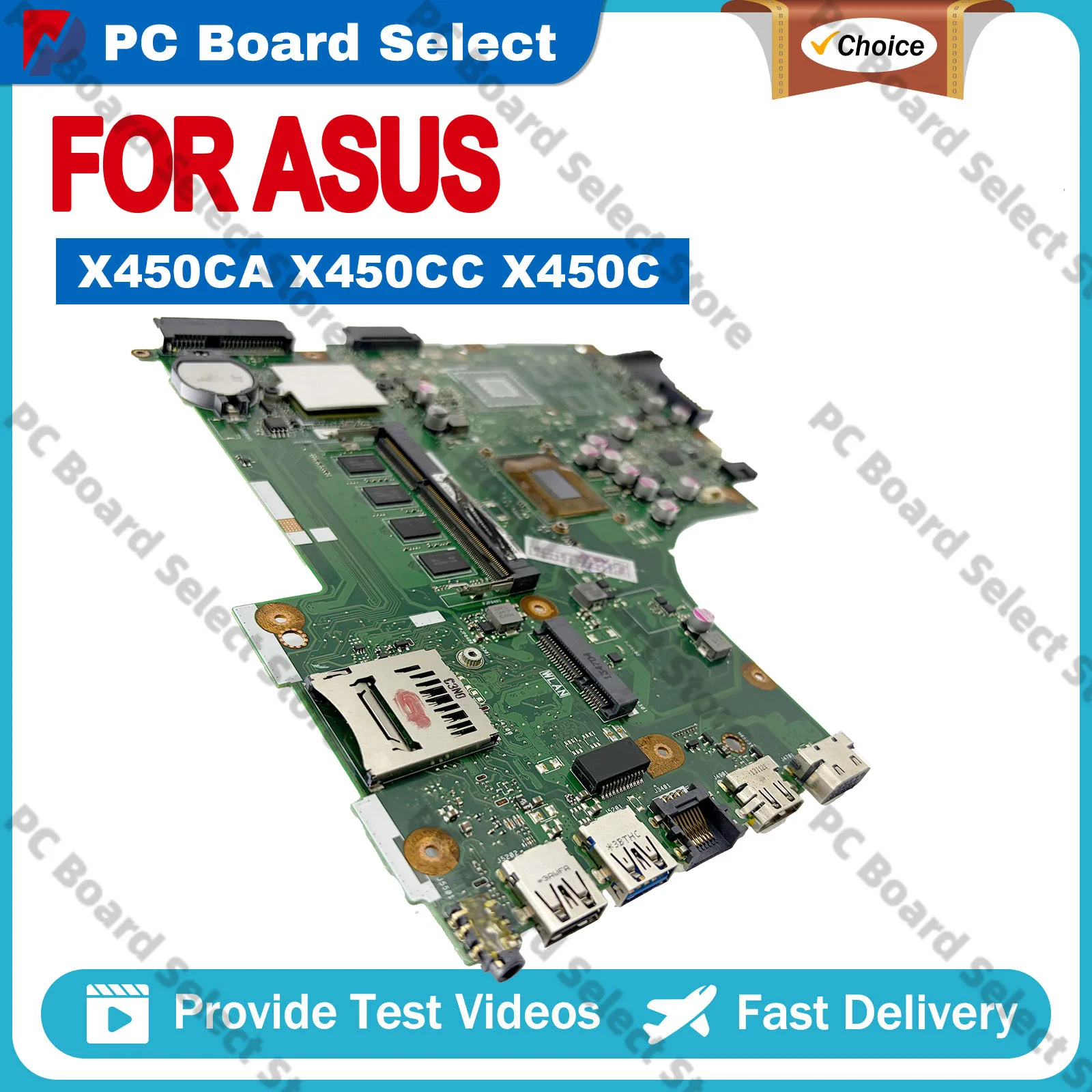 Placa-Mãe X450CA para Notebook ASUS VivoBook X450CL X450C X452C Y481C X450CP K450C X450CC A450C com CPU I3 I5 I7