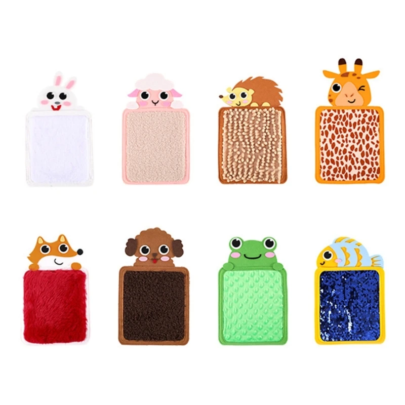 F19F Cognitive Tactiles Mat Toy Cartoon Animal Texture Mat Preschool Sensory Toy 8PCS