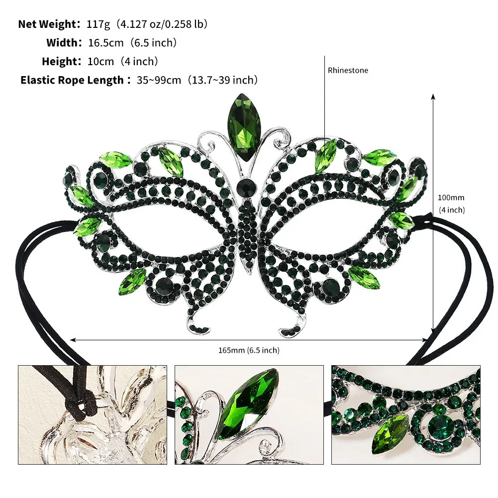 

1pc Sexy Women Queen Glitter Rhinestones Masquerade Mask Eye Masks Venetian Costume Prom Party Half Face Mask Costume Props