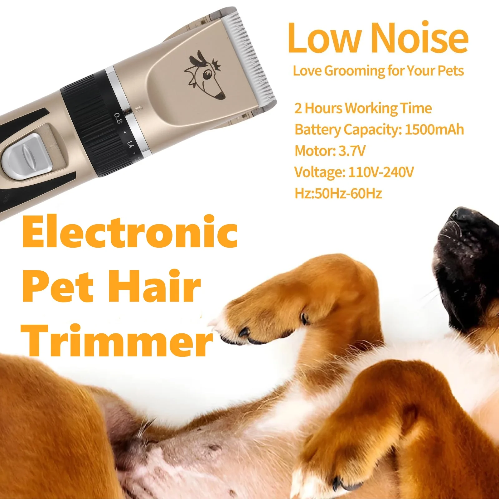 

Electronic Pet Hair Trimmer Rechargeable Low-noise Dog Cat Haircut Kit Puppy Blade Cutter Machine Pet Grooming Shaver Scissor