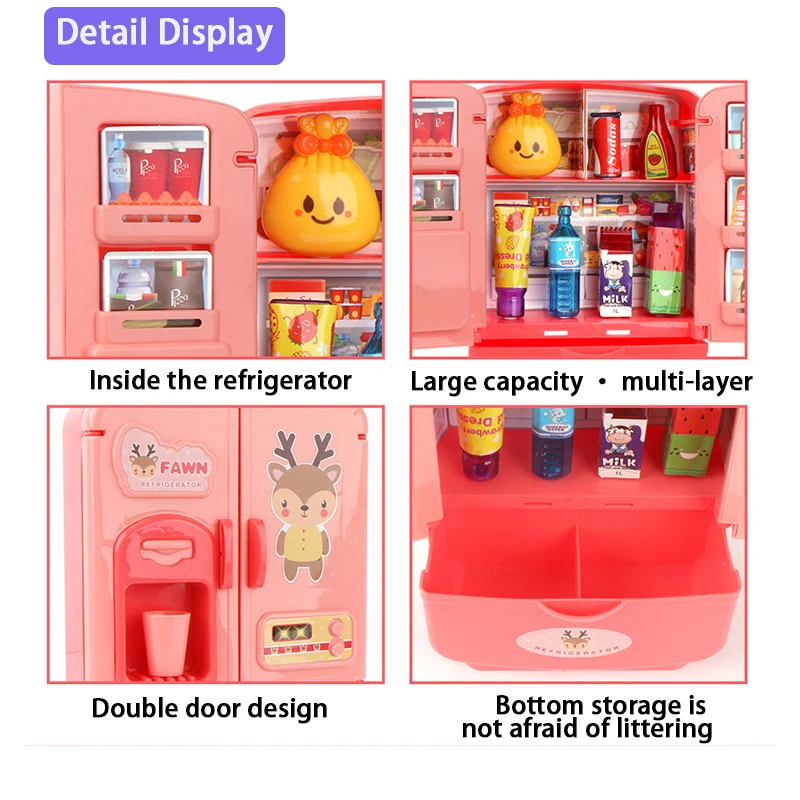 Mini Puppe Kühlschrank Möbel Küche Miniaturen Kühlschrank Rollenspiel Montessori Spielen Essen Spielzeug für Mädchen
