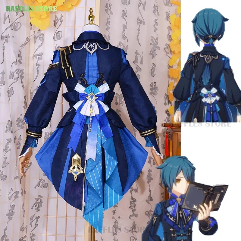 2025 yiyiGenshin Impact Xingqiu New Skin Costume Wig 2024 Lantern Rite Xing qiu Bamboo Rain Cosplay Fancy Party Hallowe
