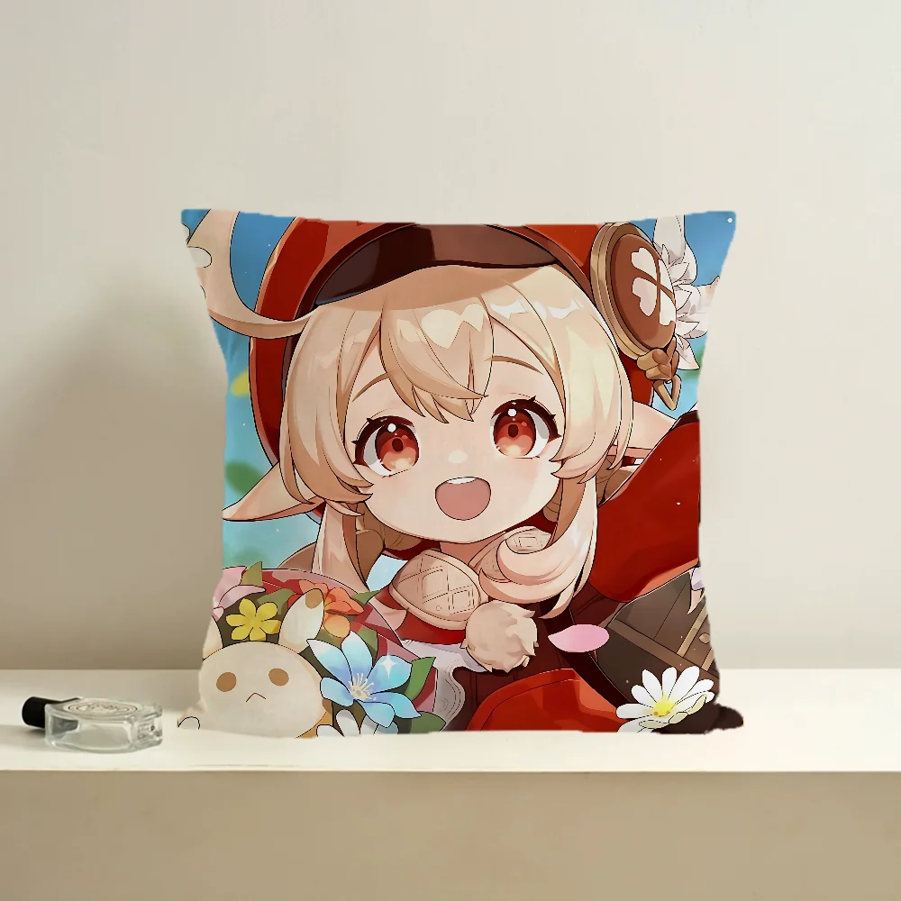 

High Quality Luxury Cushion Cover for Pillow Genshin Impact Klee Home Decoration Ornamental Pillows Decorative Pillowcase Covers
