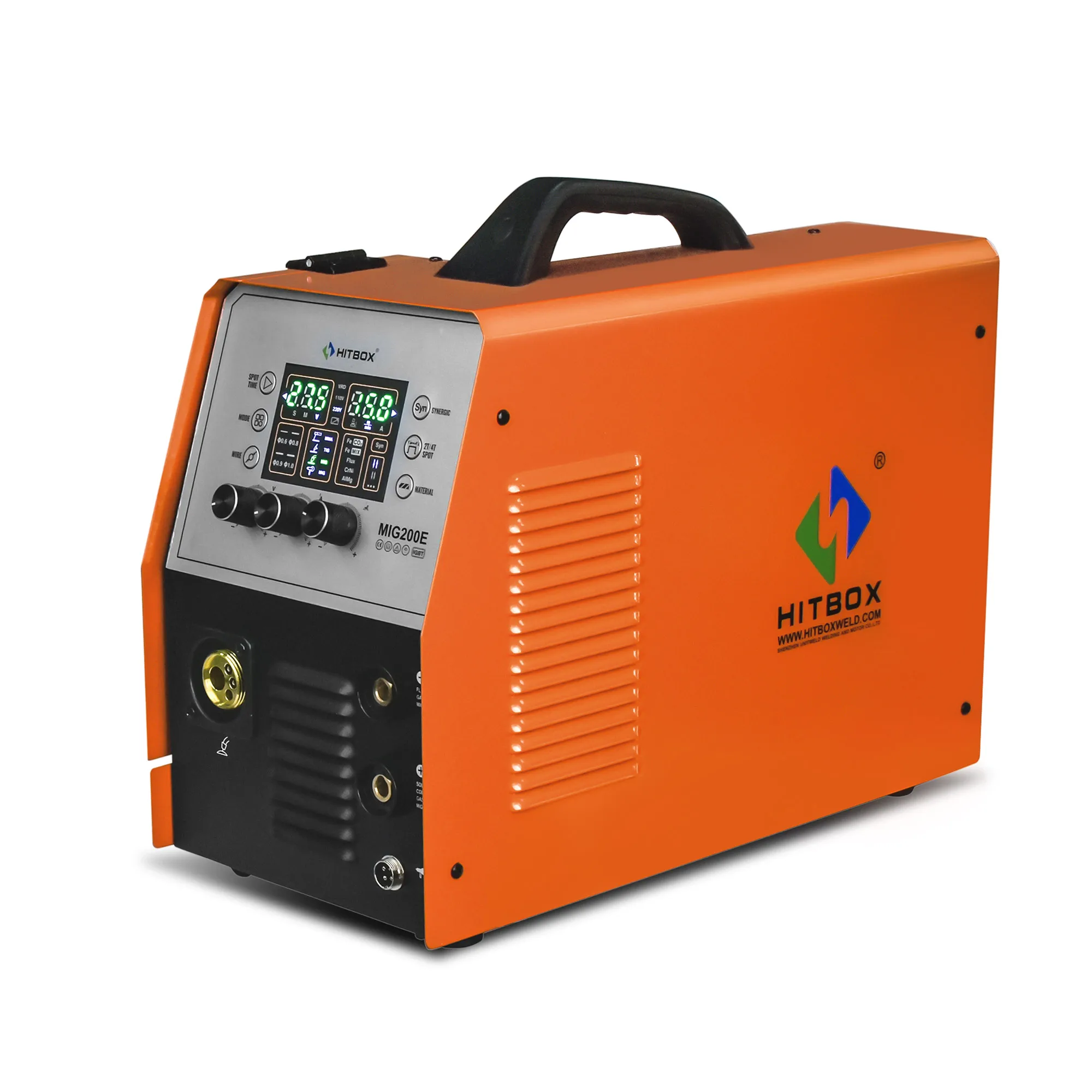 HITBOX MIG200E Digital Inverter IGBT 220V Input  less Welder with Flux Cored New Condition Stainless Steel MIG Welding Machine