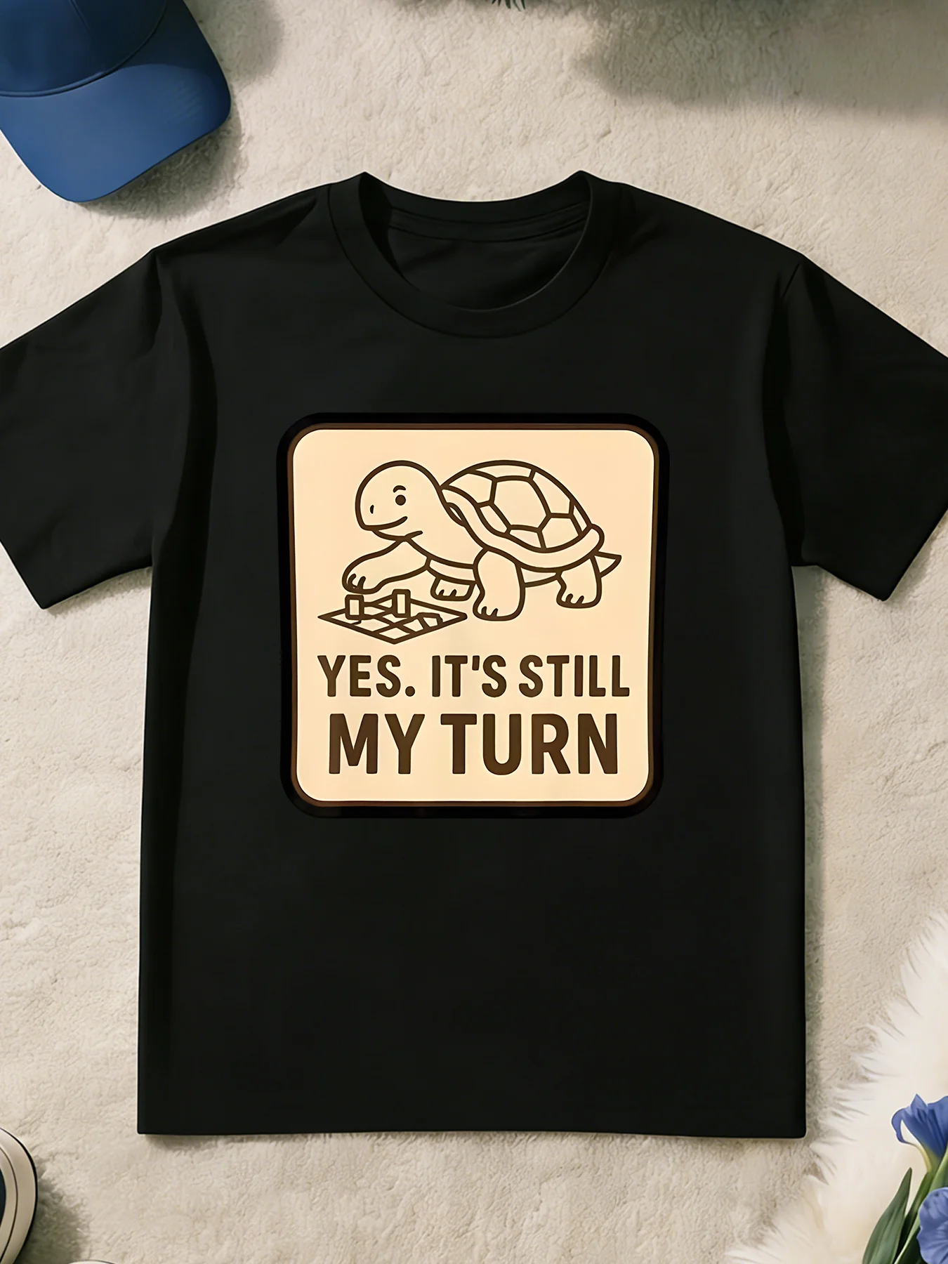 Cute Board Game Playing Turtle Letter Graphic T Shirt Boys Girls Casual Short Sleeve Tee Family Matching Kids Casual Cotton Tops