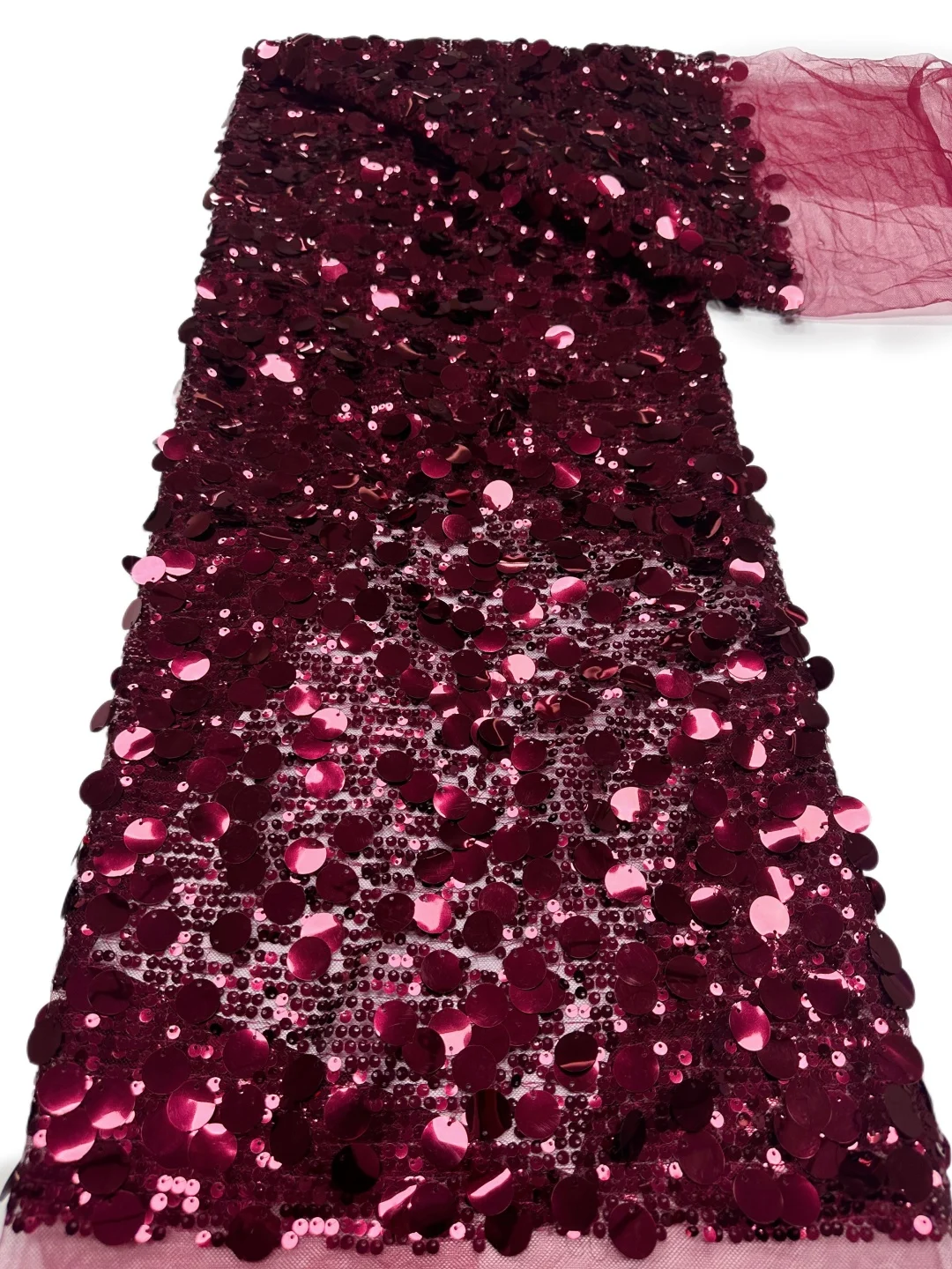 Lace Fabric Madison African Rose 3D Sequins Embroidery French Net Bridal Wedding High Quality 2024 Handmade Gold Beads AT2923
